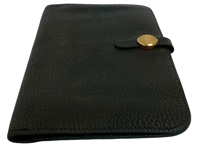 Portafoglio Lungo Dogon GM in Taurillon Clémence di Hermès Nero - vista 6