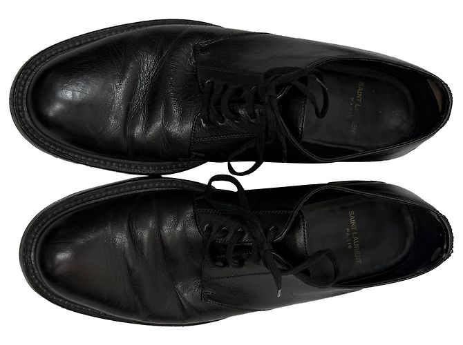 Scarpe Derby stringate Saint Laurent in pelle nera - vista 13