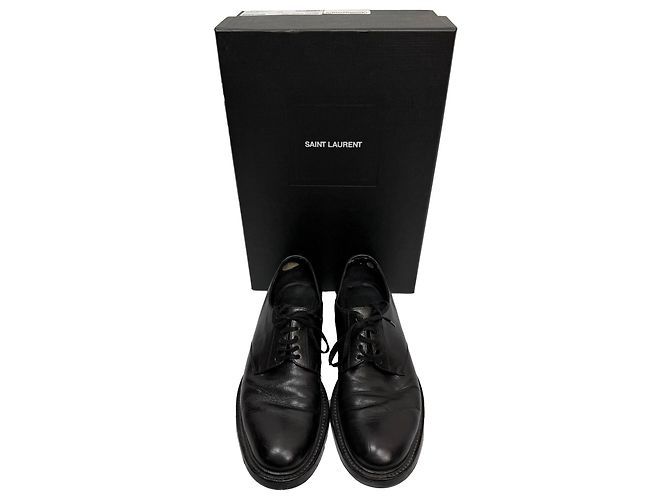 Scarpe Derby stringate Saint Laurent in pelle nera - vista 14