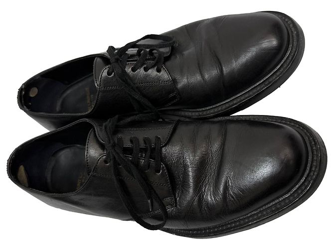 Scarpe Derby stringate Saint Laurent in pelle nera - vista 3