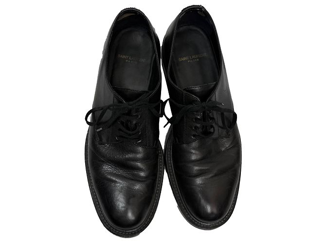 Scarpe Derby stringate Saint Laurent in pelle nera - vista 8