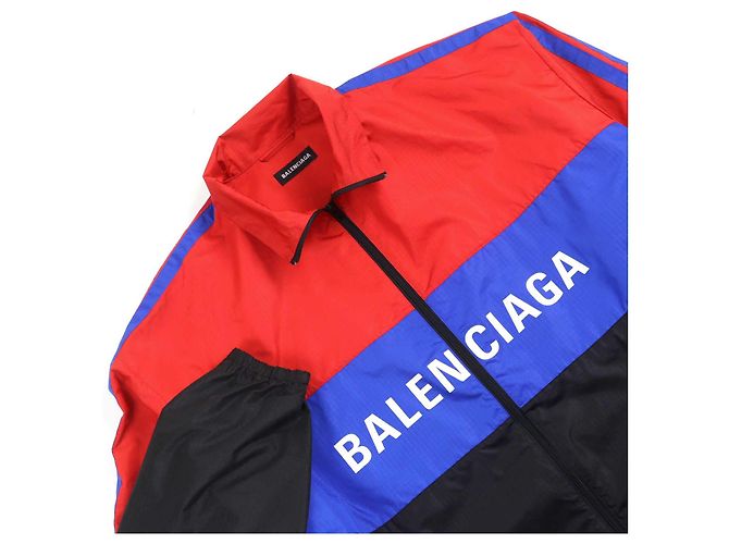 Chaqueta de poliéster con estampado de logo Balenciaga Negro Roja Azul - vista 2