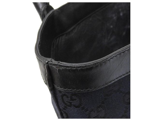 Borsa tote in tela e pelle Gucci Nero Blu navy - vista 7