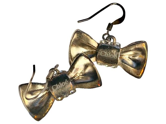Chloé Knoten Ohrringe vergoldetes Messing Strass Gold hardware - Ansicht 5