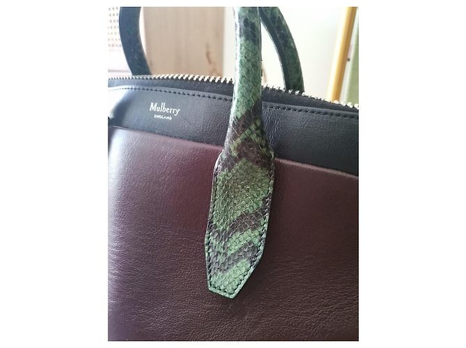 Borsa a mano Mulberry in pelle nera e rosso scuro Nero Bordò - vista 14