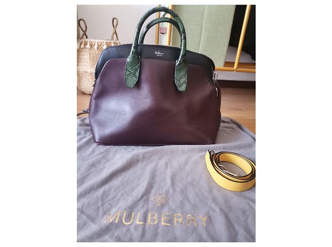 Borsa a mano Mulberry in pelle nera e rosso scuro Nero Bordò - vista 2
