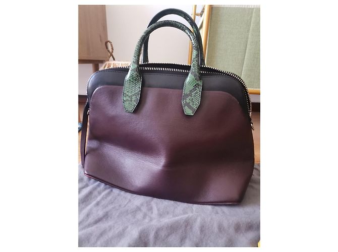 Borsa a mano Mulberry in pelle nera e rosso scuro Nero Bordò - vista 3