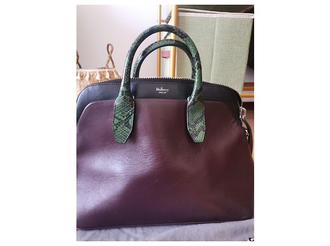 Borsa a mano Mulberry in pelle nera e rosso scuro Nero Bordò - vista 4