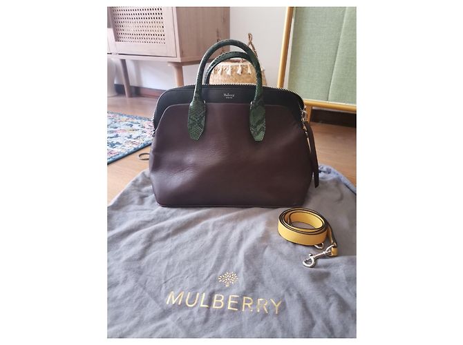 Borsa a mano Mulberry in pelle nera e rosso scuro Nero Bordò - vista 5