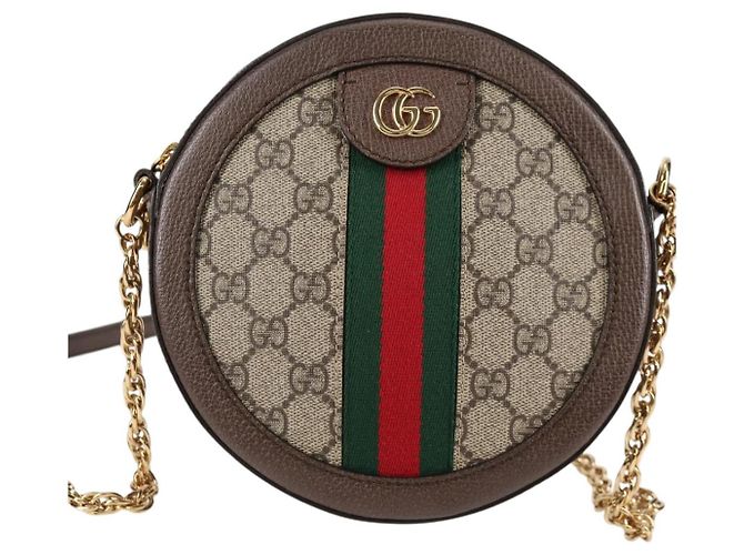 GUCCI GG Marmont Web Sherry Linea Borsa a Catena PVC Beige Oro 550618 Auth 131980M D'oro - vista 13