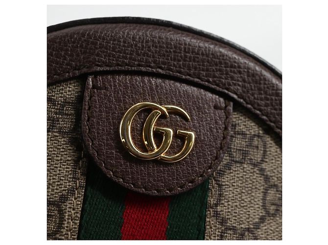 GUCCI GG Marmont Web Sherry Linea Borsa a Catena PVC Beige Oro 550618 Auth 131980M D'oro - vista 17