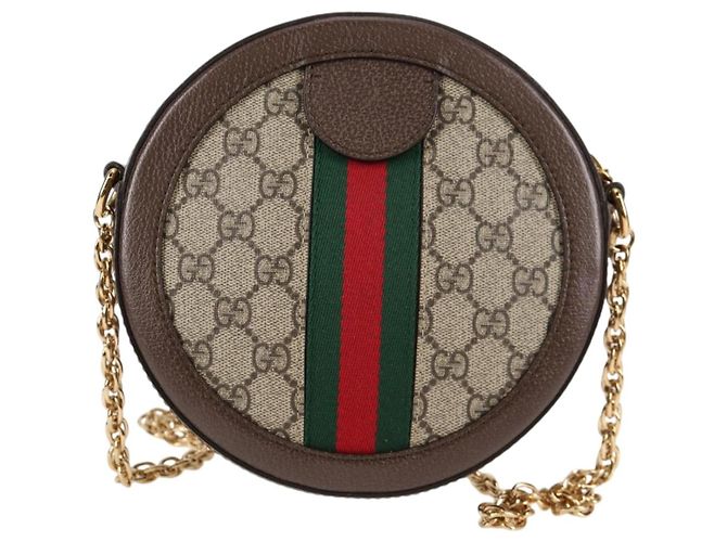 GUCCI GG Marmont Web Sherry Linea Borsa a Catena PVC Beige Oro 550618 Auth 131980M D'oro - vista 2