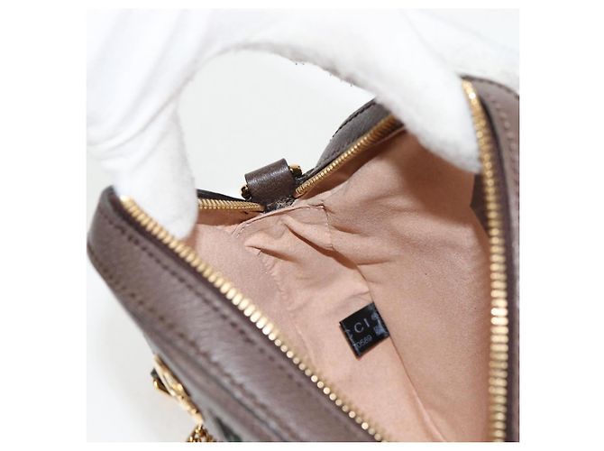 GUCCI GG Marmont Web Sherry Linea Borsa a Catena PVC Beige Oro 550618 Auth 131980M D'oro - vista 20