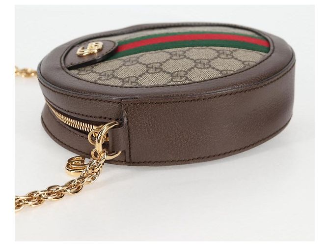 GUCCI GG Marmont Web Sherry Linea Borsa a Catena PVC Beige Oro 550618 Auth 131980M D'oro - vista 3