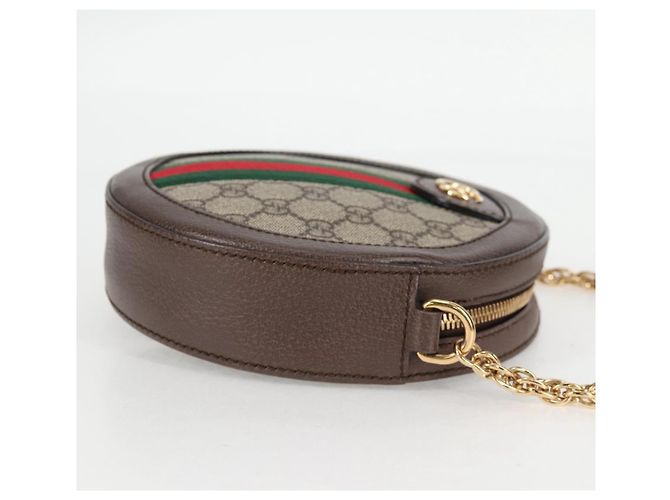 GUCCI GG Marmont Web Sherry Linea Borsa a Catena PVC Beige Oro 550618 Auth 131980M D'oro - vista 4