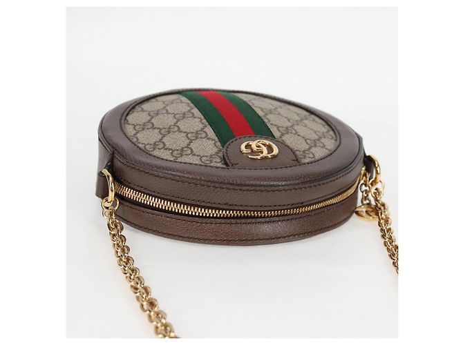 GUCCI GG Marmont Web Sherry Linea Borsa a Catena PVC Beige Oro 550618 Auth 131980M D'oro - vista 6