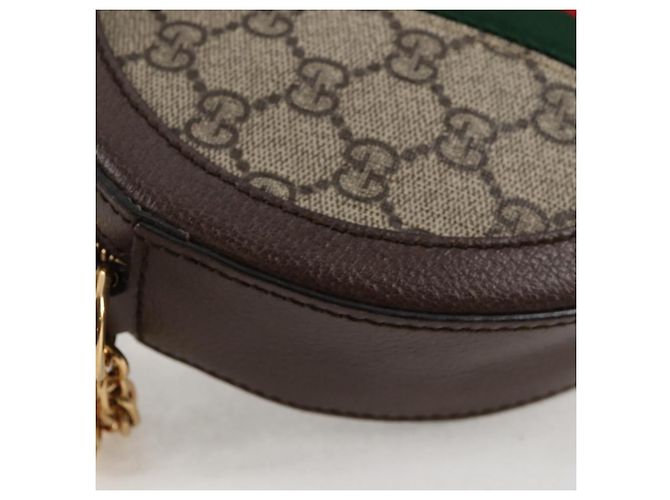 GUCCI GG Marmont Web Sherry Linea Borsa a Catena PVC Beige Oro 550618 Auth 131980M D'oro - vista 9