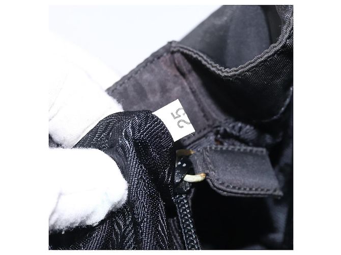 PRADA Borsa a Mano Nylon Nero Oro Auth 131867 D'oro - vista 11