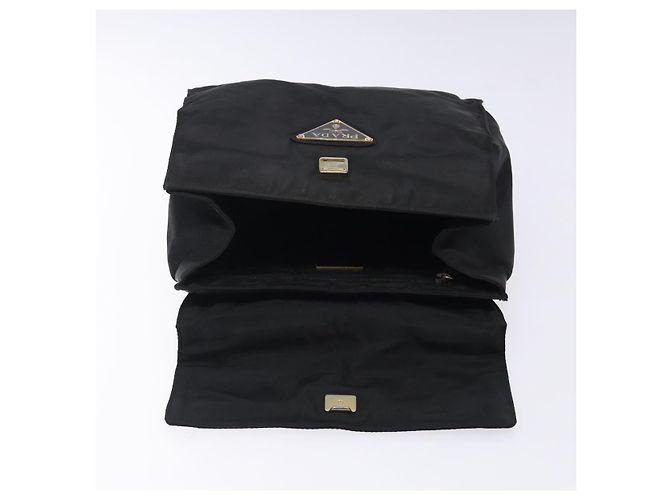 PRADA Borsa a Mano Nylon Nero Oro Auth 131867 D'oro - vista 18