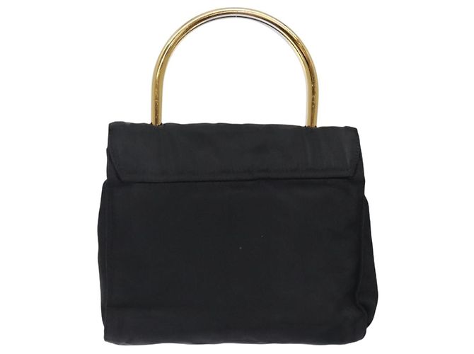 PRADA Borsa a Mano Nylon Nero Oro Auth 131867 D'oro - vista 2