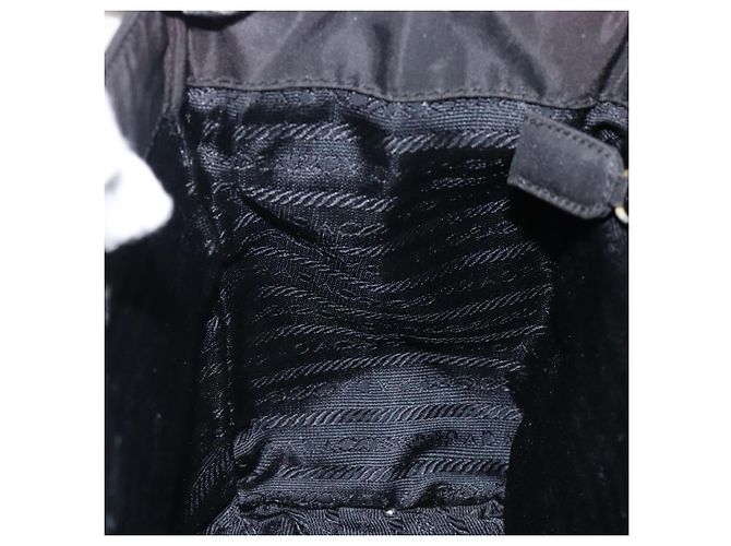 PRADA Borsa a Mano Nylon Nero Oro Auth 131867 D'oro - vista 21