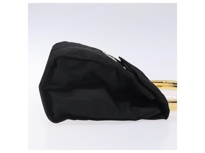 PRADA Borsa a Mano Nylon Nero Oro Auth 131867 D'oro - vista 3