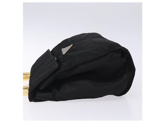 PRADA Borsa a Mano Nylon Nero Oro Auth 131867 D'oro - vista 4
