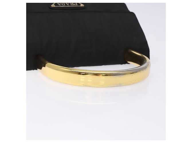 PRADA Borsa a Mano Nylon Nero Oro Auth 131867 D'oro - vista 7