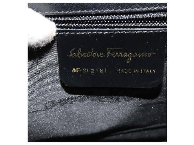Borsa a mano in pelle Gancini Salvatore Ferragamo 2 in 1 Nero Oro Auth ep9613 - vista 12