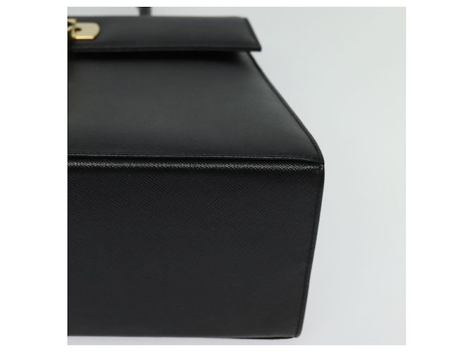 Borsa a mano in pelle Gancini Salvatore Ferragamo 2 in 1 Nero Oro Auth ep9613 - vista 15
