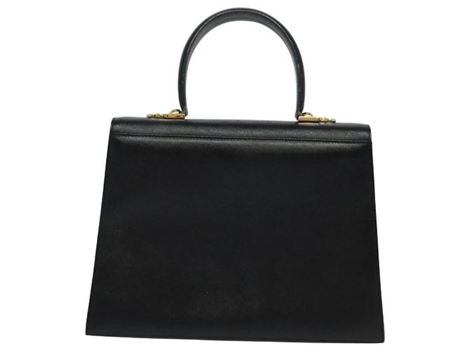 Borsa a mano in pelle Gancini Salvatore Ferragamo 2 in 1 Nero Oro Auth ep9613 - vista 2