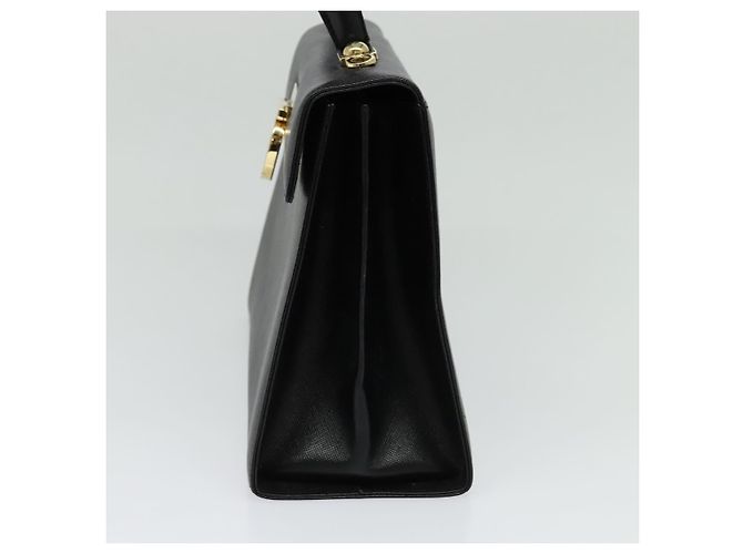 Borsa a mano in pelle Gancini Salvatore Ferragamo 2 in 1 Nero Oro Auth ep9613 - vista 4