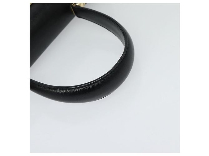 Borsa a mano in pelle Gancini Salvatore Ferragamo 2 in 1 Nero Oro Auth ep9613 - vista 7