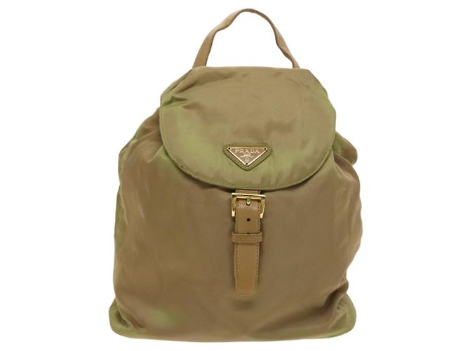 Zaino a catena Prada in nylon khaki oro Auth bs27511 D'oro Cachi - vista 13