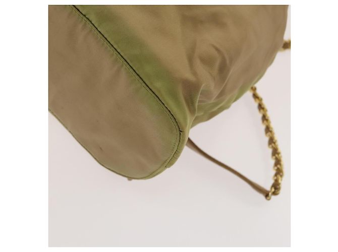 Zaino a catena Prada in nylon khaki oro Auth bs27511 D'oro Cachi - vista 16