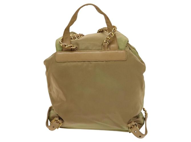 Zaino a catena Prada in nylon khaki oro Auth bs27511 D'oro Cachi - vista 2