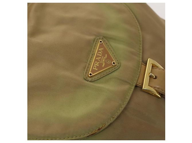 Zaino a catena Prada in nylon khaki oro Auth bs27511 D'oro Cachi - vista 20