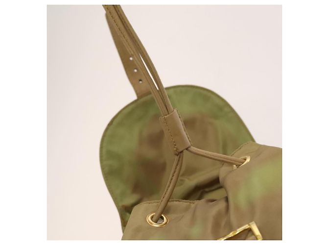 Zaino a catena Prada in nylon khaki oro Auth bs27511 D'oro Cachi - vista 21