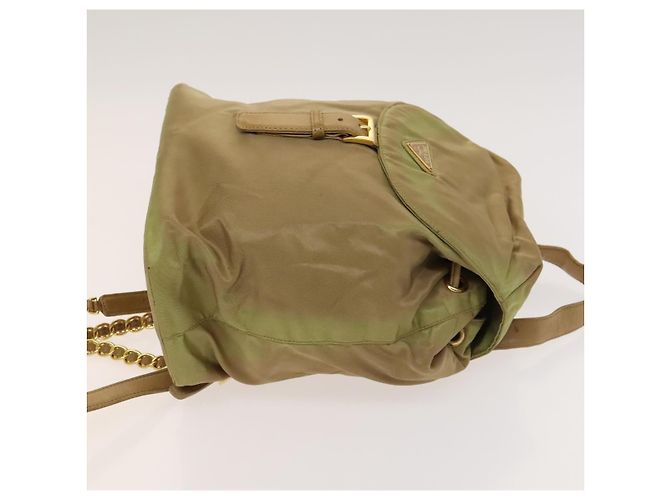Zaino a catena Prada in nylon khaki oro Auth bs27511 D'oro Cachi - vista 3
