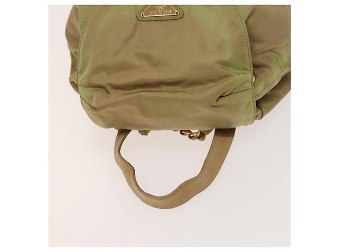 Zaino a catena Prada in nylon khaki oro Auth bs27511 D'oro Cachi - vista 6