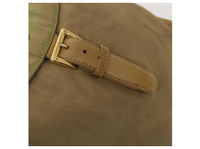 Zaino a catena Prada in nylon khaki oro Auth bs27511 D'oro Cachi - vista 9