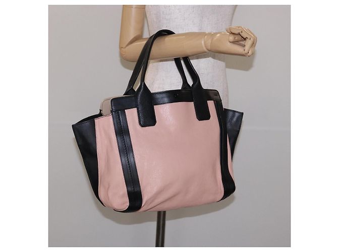 Chloé Borsa tote in pelle Chloe Alison rosa e nera Auth gh323 Nero - vista 19