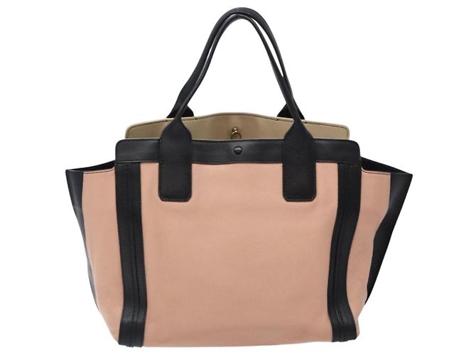 Chloé Borsa tote in pelle Chloe Alison rosa e nera Auth gh323 Nero - vista 2