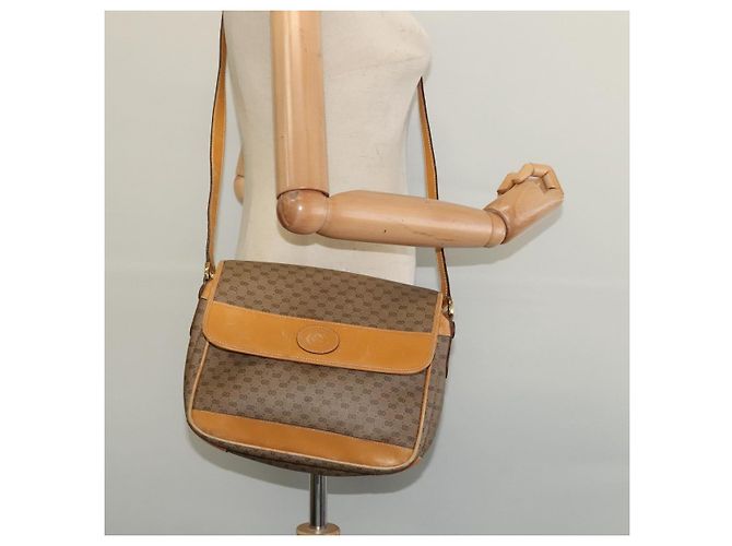 Gucci Borsa a Spalla Micro GG Supreme PVC Beige Oro 001 14 0925 Auth ep9882 D'oro - vista 22