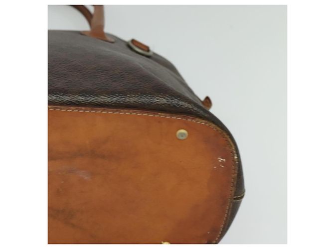 Céline Borsa a mano in tela Macadam CELINE in pelle PVC 2 in 1 marrone oro Auth 131004 D'oro - vista 14