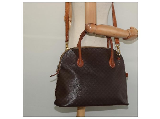 Céline Borsa a mano in tela Macadam CELINE in pelle PVC 2 in 1 marrone oro Auth 131004 D'oro - vista 21