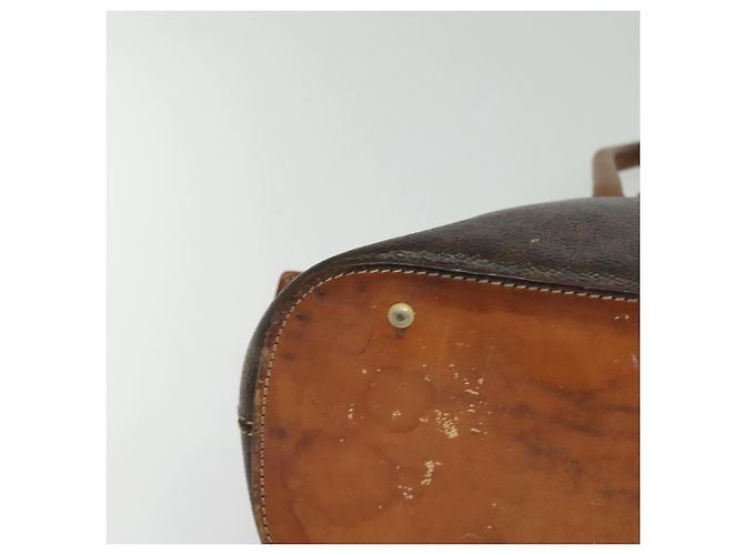 Céline Borsa a mano in tela Macadam CELINE in pelle PVC 2 in 1 marrone oro Auth 131004 D'oro - vista 9