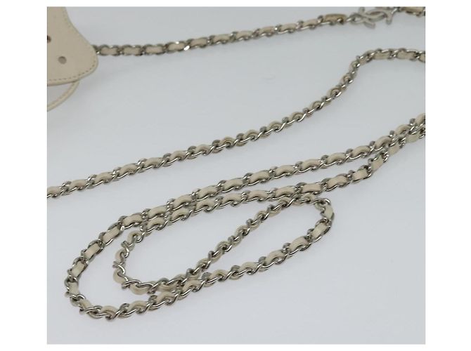 CHANEL Bolsa de Ombro Matelassé com Corrente em Couro de Cordeiro Bege CC Auth 131632 - vista 7