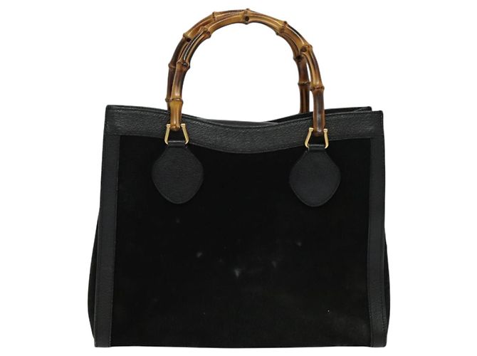 Bamboo Borsa Tote Gucci in pelle scamosciata nera e oro 002 1186 0260 Auth ep9577 Nero D'oro - vista 2