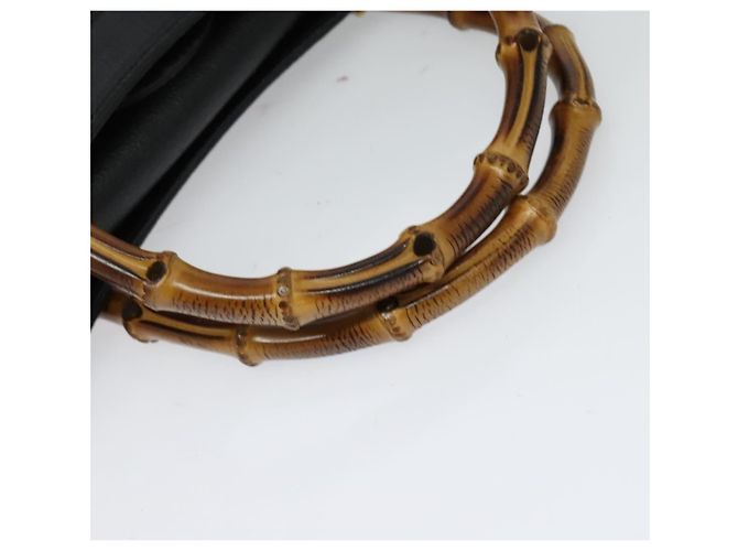 Bamboo Borsa Tote Gucci in pelle scamosciata nera e oro 002 1186 0260 Auth ep9577 Nero D'oro - vista 7